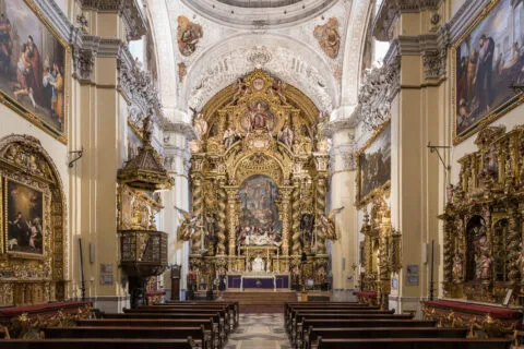 The Baroque-style church of Hospital de la Santa Caridad (Capilla de San Jorge) in Seville (Spain) completed in 1670.